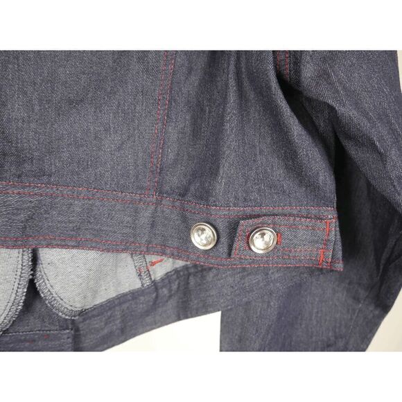 Unique Vintage Dark Denim rhinestone Western Boxy Crop Jacket 4X - Picture 8 of 9